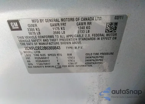 2011 Chevrolet Equinox Ls z USA, uszkodzony, nr VIN 2CNFLCEC2B6369843